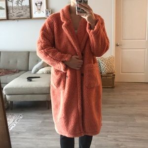 Peach Faux Fur Teddy Coat